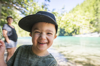 Portrait of smiling boy in water