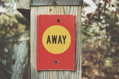 Close-up of signboard