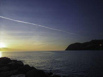 Scenic view of sea against sky during sunset