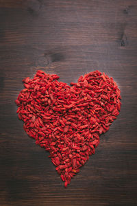 Close-up of heart shape on table