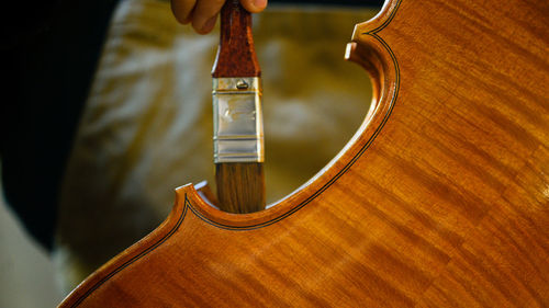 Close-up of hand holding guitar