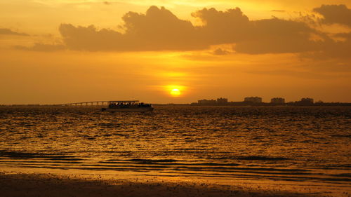 Scenic view of sea at sunset