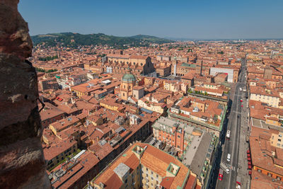 High angle view of townscape against sky
