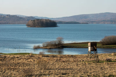 Scenic view of lake against clear sky