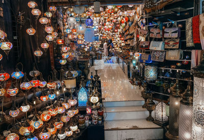 Illuminated market stall for sale in store