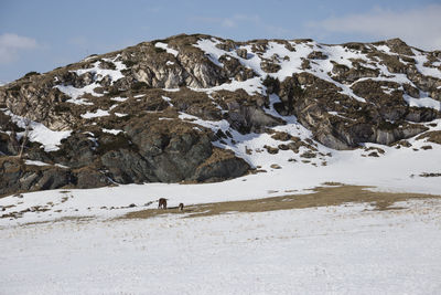Scenic view of snow mountains against sky