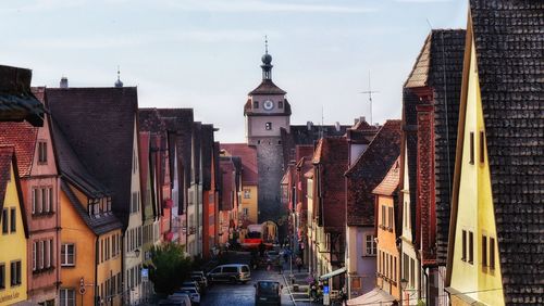 Panoramic view of buildings against sky in city