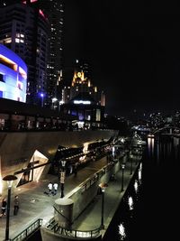 City lit up at night