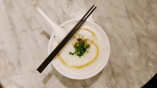High angle view of food on table