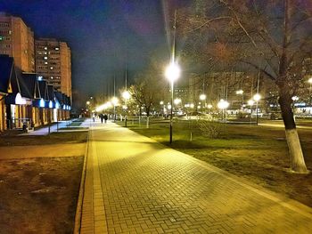 Illuminated street light at night