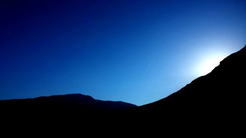 Silhouette mountain against clear sky