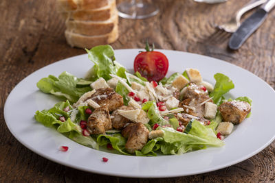 Close-up of food in plate on table