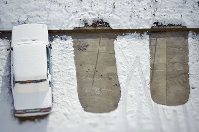 Close-up of snow on wall