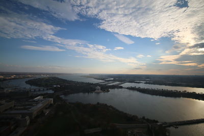 Aerial view of city at waterfront
