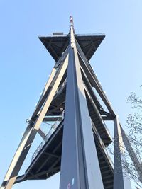 Low angle view of golden gate against clear sky