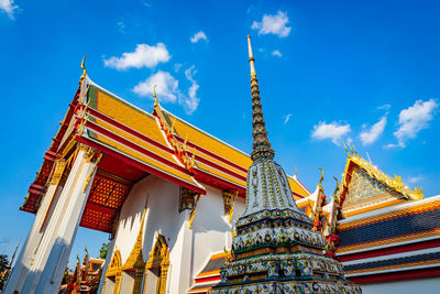 Low angle view of temple building against sky