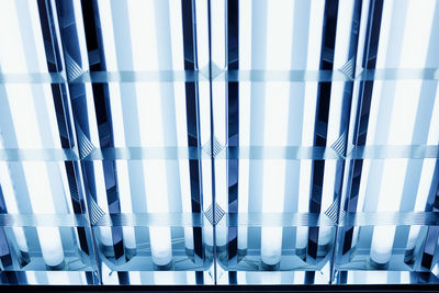 Full frame shot of blue window blinds