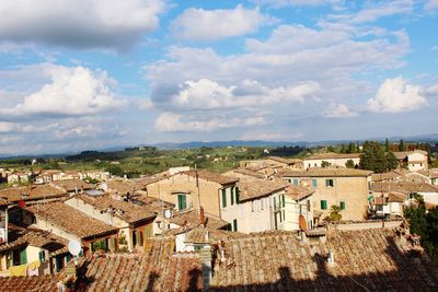 High angle view of townscape against sky