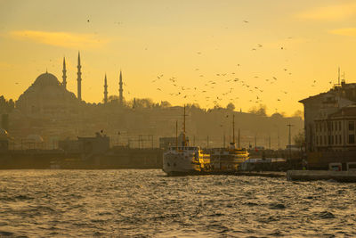 Ferries of istanbul at sunset