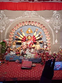 Low angle view of religious sculpture in temple