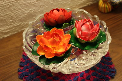 Close-up of flowers on table