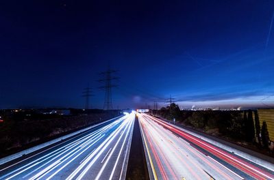 Light trails on highway at night