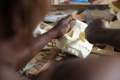 Midsection of person preparing food