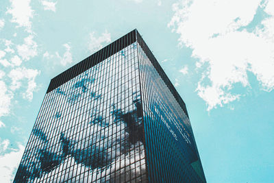 Low angle view of modern building against sky