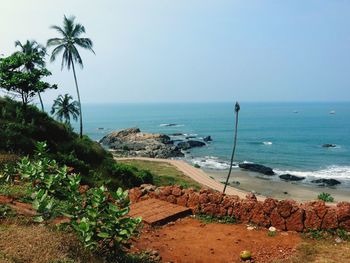 Scenic view of sea against clear sky