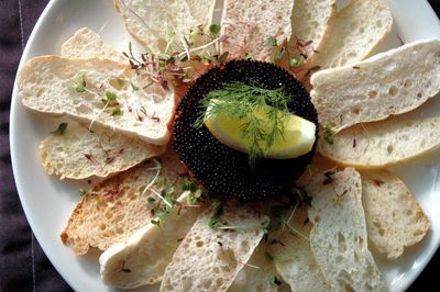 Close-up of bread in plate