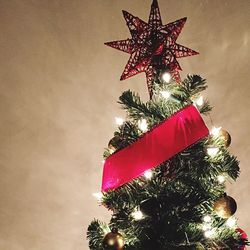 Low angle view of christmas tree