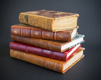 Close-up of books on table