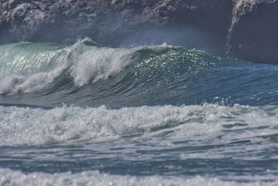 Sea waves rushing towards shore