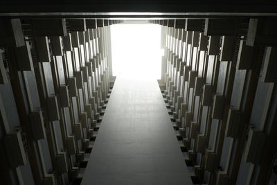 Low angle view of corridor in building