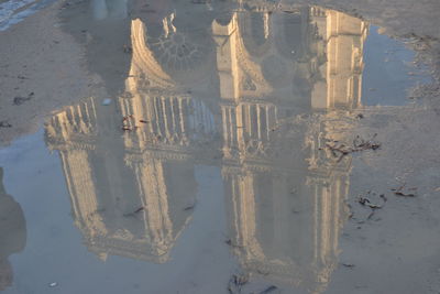 Reflection of built structure in water