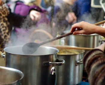Close-up of outdoor food stall