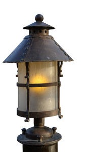 Low angle view of lantern against clear sky