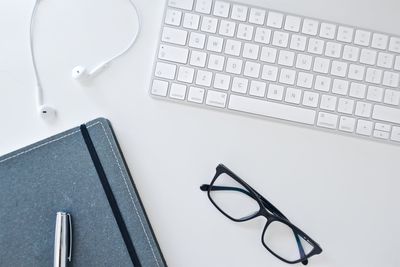 High angle view of eyeglasses on table