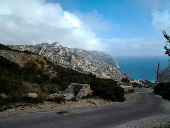 Scenic view of mountains against sky