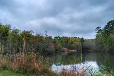 Scenic view of lake against sky