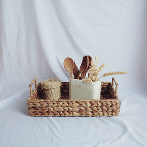 Close-up of wicker basket