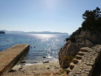 Scenic view of sea against clear sky