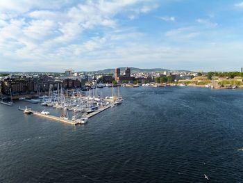 Aerial view of city at waterfront