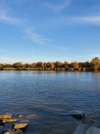 Scenic view of lake against sky