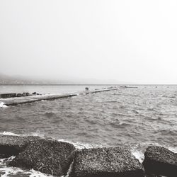 Scenic view of sea against clear sky