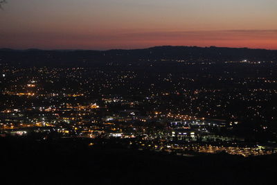 Aerial view of city at night