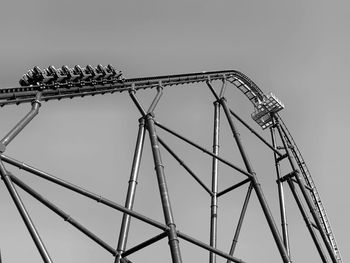 Low angle view of rollercoaster against clear sky