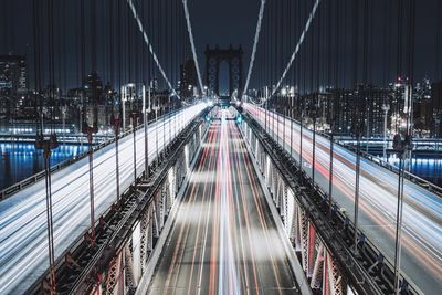 Light trails on elevated roads