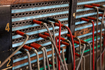 Close-up of cables in equipment