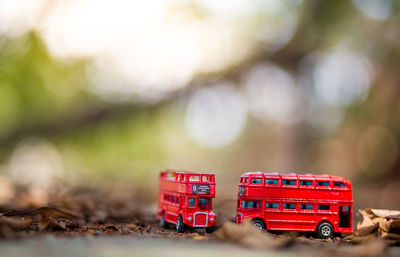 Close-up of toy car on table